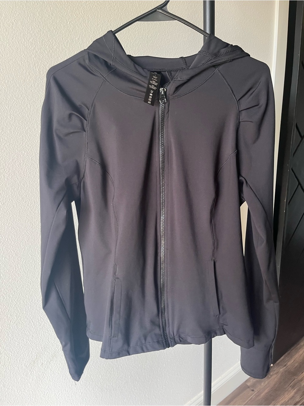 Yogalicious Black Full-Zip Hooded Utility Jacket